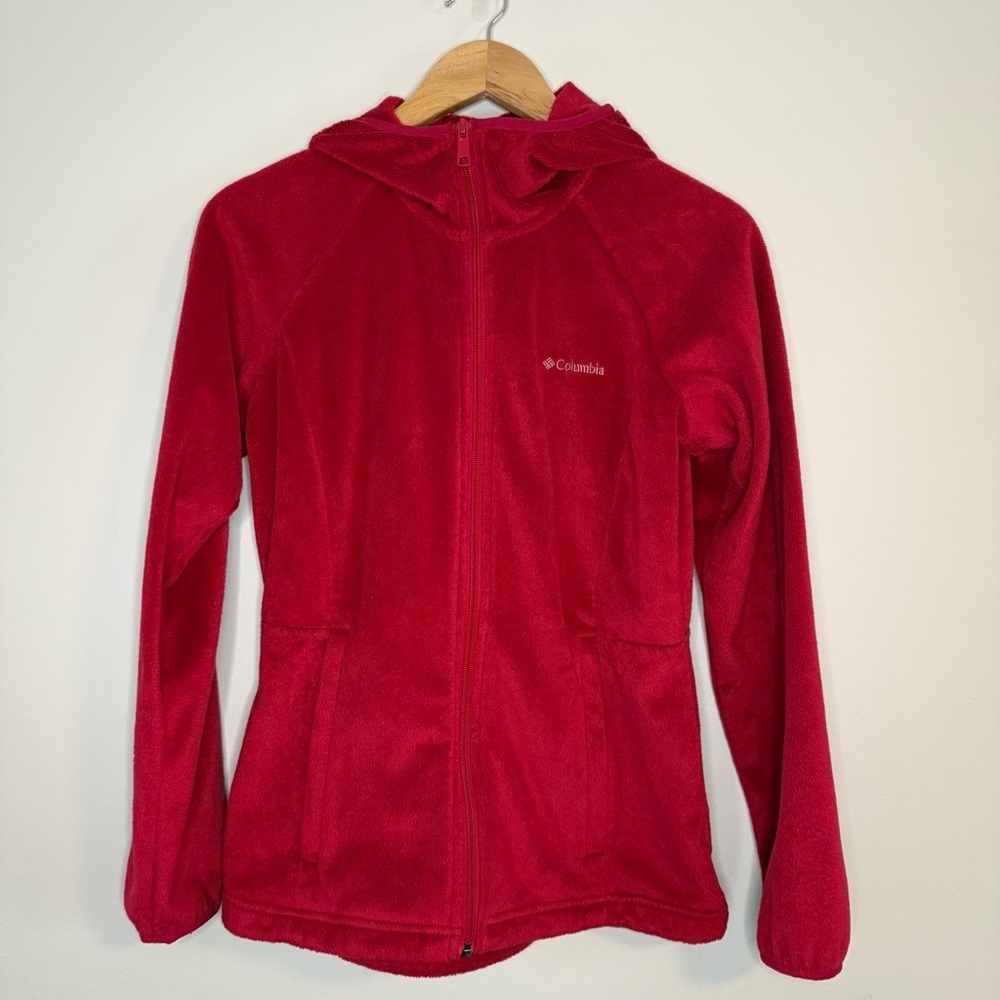 Columbia Women’s Hooded Full-Zip Red Fleece Jacket - Picture 2 of 14